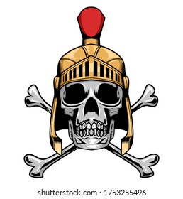 illustration of skull of roman warrior logo