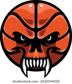 Ilustração de basquete em forma de crânio