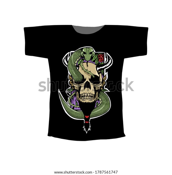 Illustration Skull Snake Tshirt Design Vector Stock Vector (Royalty