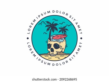 Illustration of skull and surf design