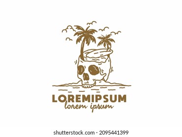 Illustration of skull and surf design