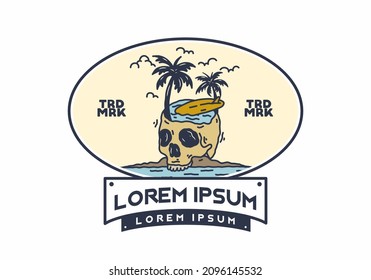 Illustration of skull and surf design