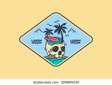 Illustration of skull and surf design