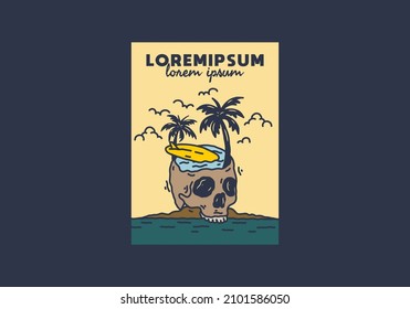 Illustration of skull and surf design
