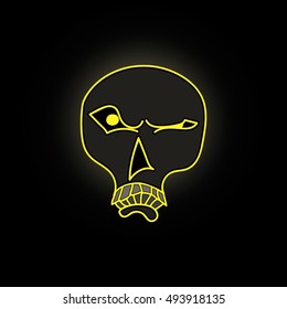 illustration skull with suspicion