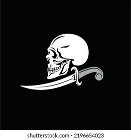 illustration of skull and sword, vector art.