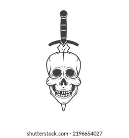 ilustración del cráneo y la espada, arte vectorial.