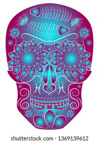 illustration of the skull, a symbol of the traditional Mexican holiday Day of the dead and the Day of angels