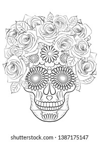 illustration of the skull, a symbol of the traditional Mexican holiday Day of the dead and the Day of angels
