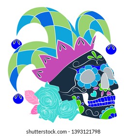 illustration of the skull, a symbol of the traditional Mexican holiday Day of the dead and the Day of angels