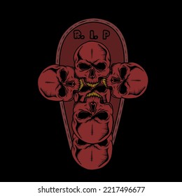 illustration skull symbolizes death and scary