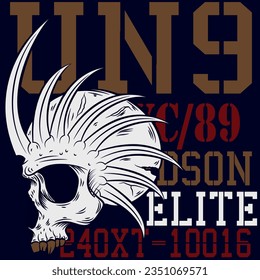 Illustration Skull Tattoo with crest and text urban denim, Fashion Street Cool Design.