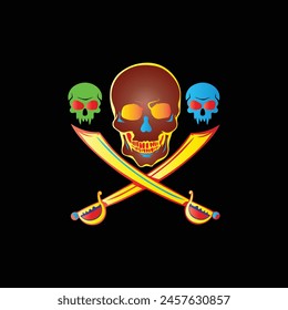 An Illustration skull tattoo design ,Skull for Logo Defining Mark ,Vintage Skull Wallpaper Pattern