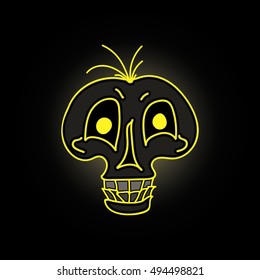 illustration with skull that have hair