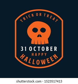Illustration of skull used as Halloween symbol with simple typography. Vector illustration of Halloween background. Editable vector image