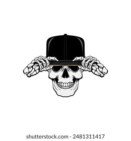 Illustration of a skull using a hat in vector colors #1