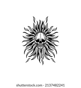 illustration of a skull with various ornaments, can be used for logos, mascots, icons, t-shirts, etc.