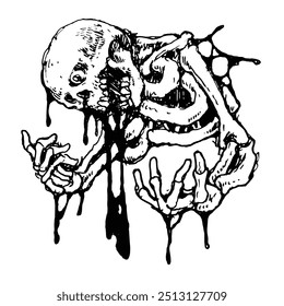 Illustration of a skull vomiting. Very suitable for use for merchandise purposes.