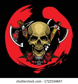 Illustration von Schädel und Waffen, die für Ihr individuelles Projekt verfügbar sind