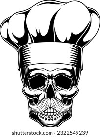 illustration of a skull wearing a chef's hat