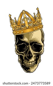 illustration of a skull wearing a crown