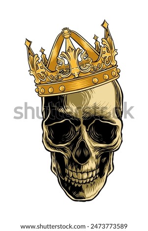illustration of a skull wearing a crown