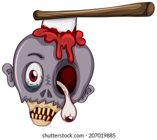 Illustration of a skull of a zombie on a white background