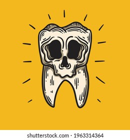 illustration of skull-faced hollow teeth