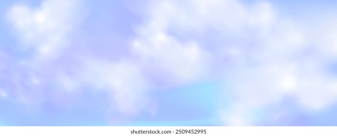 Ilustração de um fundo azul céu com um azul claro fantástico e nuvens em um dia ensolarado. Representa uma manhã no inverno ou à luz do dia na tarde durante o verão ou a primavera.Vetor paisagem do céu.