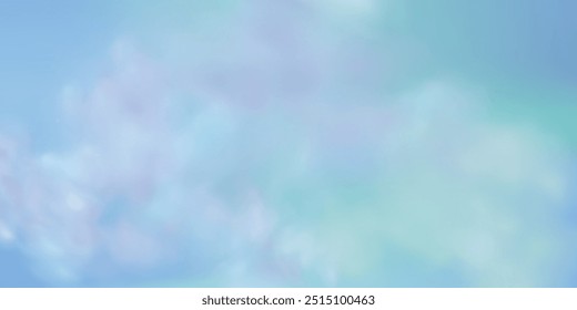 Illustration eines himmelblauen Hintergrunds mit einem fantastischen klaren Azurblau und Wolken an einem sonnigen Tag. Stellt einen Morgen im Winter oder Tageslicht am Nachmittag während des Sommers oder Frühlings dar.Vektorhimmellandschaft.