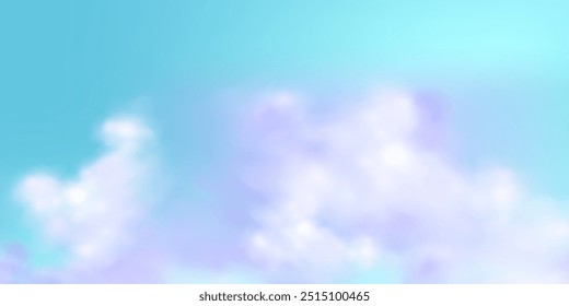 Ilustração de um fundo azul céu com um azul claro fantástico e nuvens em um dia ensolarado. Representa uma manhã no inverno ou à luz do dia na tarde durante o verão ou a primavera.Vetor paisagem do céu.