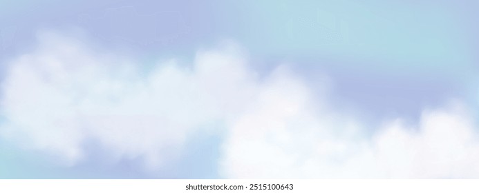 Illustration of a sky blue background with a fantastic  clear azure and clouds on a sunny day. Depicts a morning in winter or daylight in the afternoon during summer or spring.Vector heaven landscape.