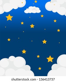 Illustration of a sky with bright stars