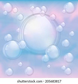 An illustration of the sky and bubbles. 