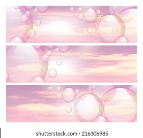 An illustration of the sky and bubbles banners.