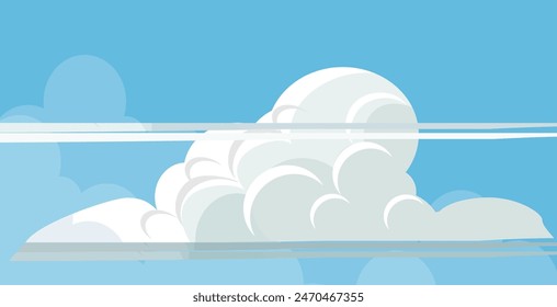 
illustration of sky and cloud background. Cloud poster design in flat style, flyer, postcard, web banner. Isolated Object. Summer sky illustration.