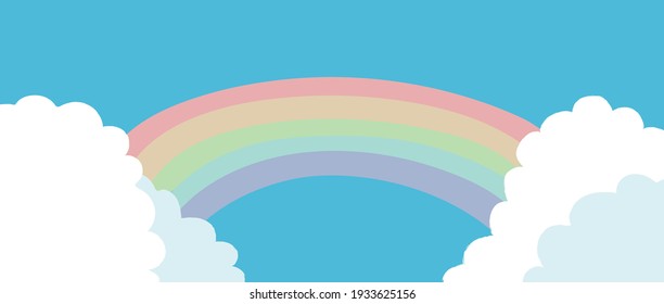 Ilustración del cielo, las nubes y el arco iris