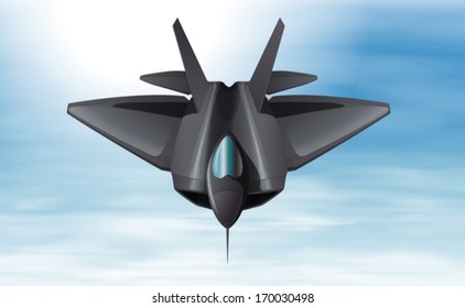 Illustration of a sky with a fighterjet
