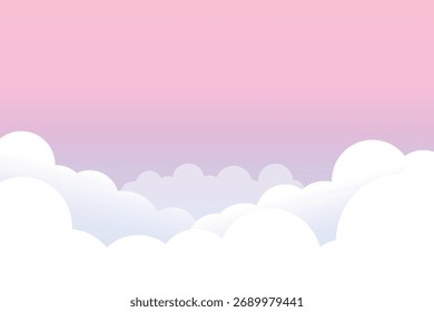 Ilustración del cielo en nubes planas de luz degradada rosa