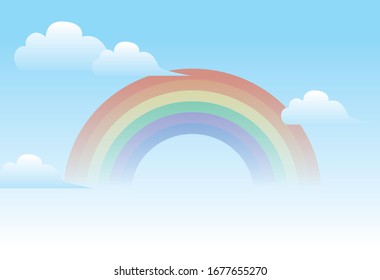 Illustration of a sky with a rainbow
