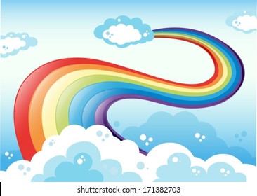 Ilustración de un cielo con un arco iris