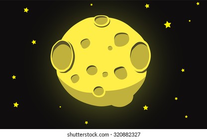 Illustration of a sky with stars and a moon