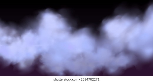 Ilustración de un cielo con tonos azules cálidos, nubes dispersas iluminadas por el sol poniente. Representa una puesta de sol pacífica al final de la tarde durante el verano o la primavera. Vector cielo landscape transitionin