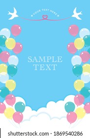 It is an illustration of the sky where balloons are flying. Since it is vector art, it can be easily edited.