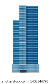 Illustration of skyscraper, modern apartment and office building, with facade of glass, illustration in solid colors, EPS 10 contains transparency.