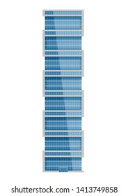 Illustration of skyscraper, modern apartment and office building, with facade of glass, illustration in solid colors, EPS 10 contains transparency.