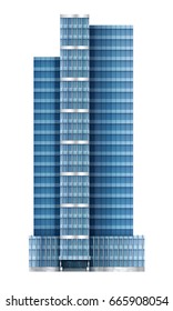 Illustration of skyscraper, modern apartment and office building, with facade of glass, illustration on the business, EPS 10 contains transparency, layered vector file.