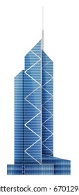 Illustration of skyscraper, modern apartment and office building, with facade of glass, illustration on the business, EPS 10 contains transparency, layered vector file.