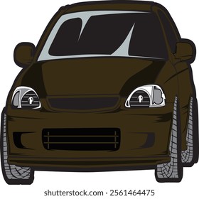 Illustration of a sleek black car with a modern design, showcasing elegance and style. Perfect for automotive enthusiasts and fans of contemporary vehicle art