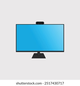 Illustration of a sleek computer monitor featuring a built-in webcam, ideal for video conferencing and remote work setups.